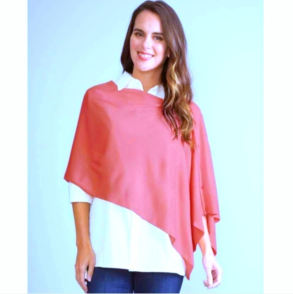 Pink knit 4-way Bordeaux K Wrap, Scarf, Vest, Top, & Shaw all in 1! Simply Noele